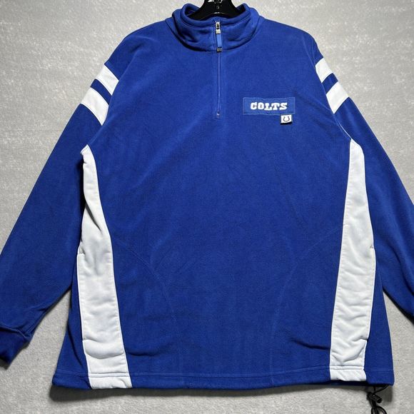 NFL Indianapolis Colts Fleece 1/4 Zip Blue Pullover Sweater Coldgear Men’s Large - Picture 2 of 11